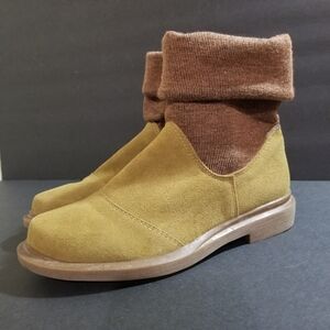 Mordenmiss Suede Ankle Boots Roll Down Shaft Sz 8-8.5 Golden Buckskin Rust Brown